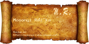 Mosonyi Réka névjegykártya